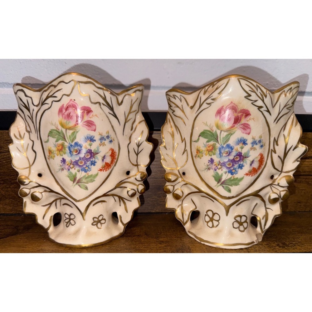 Vintage Imperial France "décor main" porcelain vase set